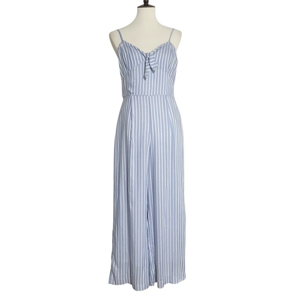 J.Crew Factory‎ Blue White Tie Front Jumpsuit Lined Size 6 - Picture 3 of 10